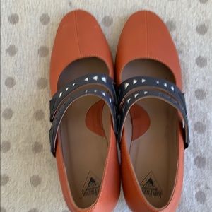 John Fluevog Orange Striped heels